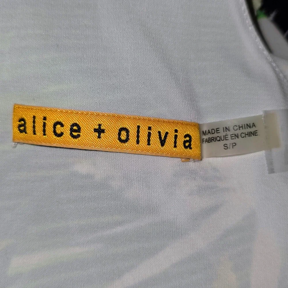 Alice + Olivia Green White Tropical Print Mini Dress